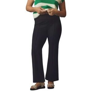 Anthropologie Maeve Margot Kick-Flare Cropped Pants Black Ponte Knit Sz L